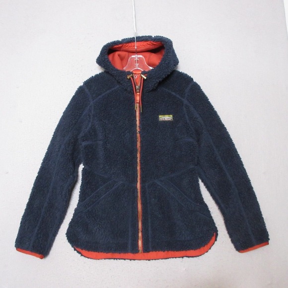L.L. Bean Hoodie Jacket Women XS Blue Full Zip Mountain Pile Fleece Navy Outdoor - Picture 1 of 7